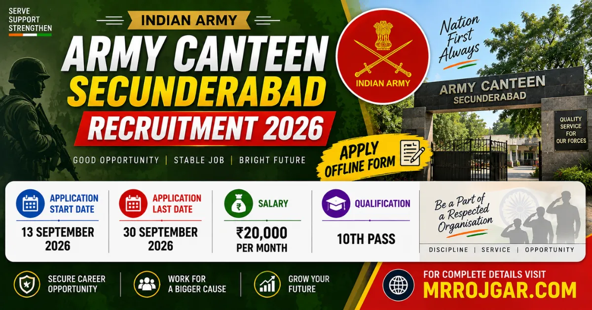 Army Canteen Secunderabad Recruitment 2026