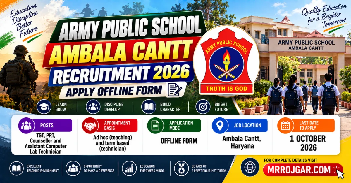 Army Public School Ambala Cantt Recruitment 2026