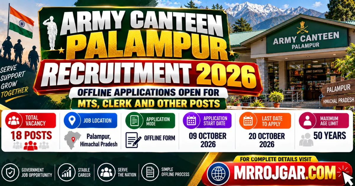 Army Canteen Palampur Recruitment 2026