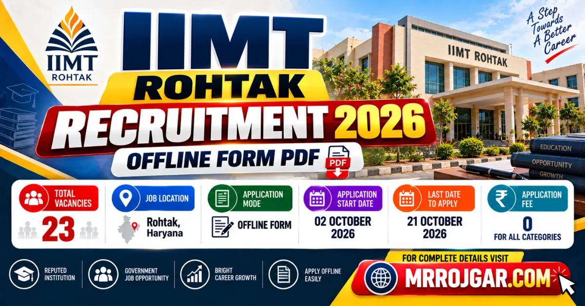 IIMT Rohtak Recruitment 2026